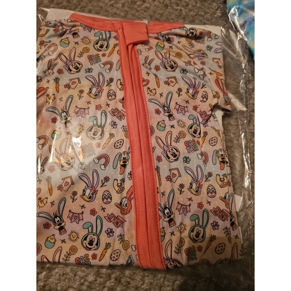 Double Bamboo Zippy Pink Mickey, Donald Duck, Goofy Bunny Ears 3 To 6 Months